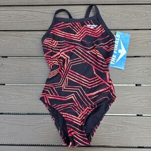 TYR The Finals Girls MAIZE  Swimsuit Butterfly Back Red 1 Piece- Size 26 New